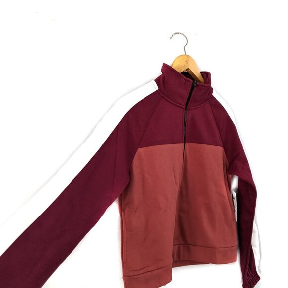 Hurley Nike Thermal Sweatshirt Fleece Lined Cropped Half Zip Maroon White NEW - Picture 9 of 12